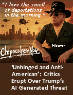 ''I love the smell of deportations in the morning�'' Trump posted. ''Chicago about to find out why it's called the Department of WAR,'' in reference to Trump's rebranding of the Department of Defense. Behind an AI-generated image of Trump as a key character in the movie is a depiction of Chicago burning with helicopters hovering over the city.